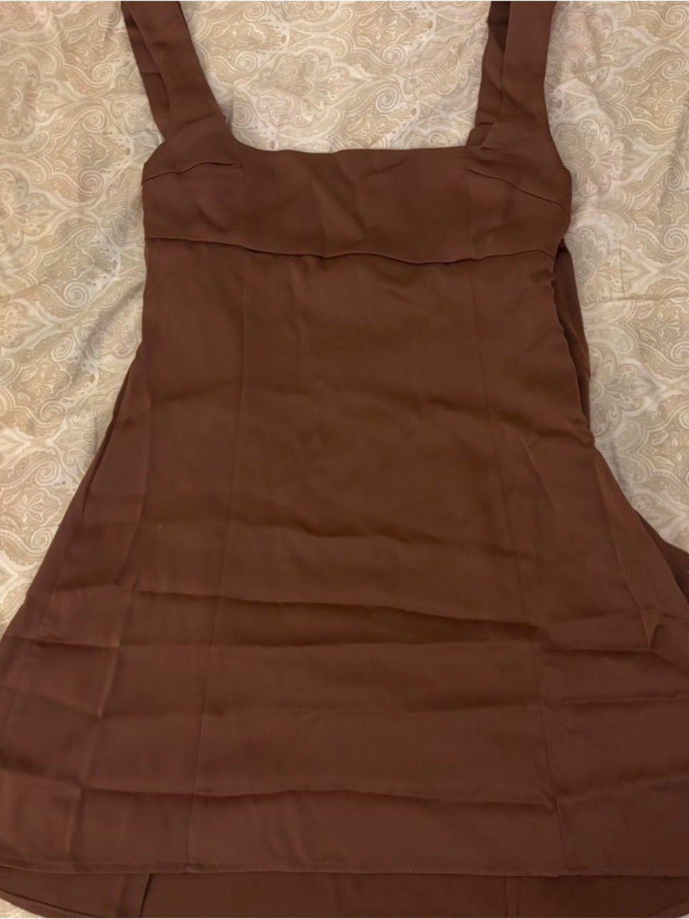 Urban Outfitters Brown Double Bow Sleek Satin Mini Dress